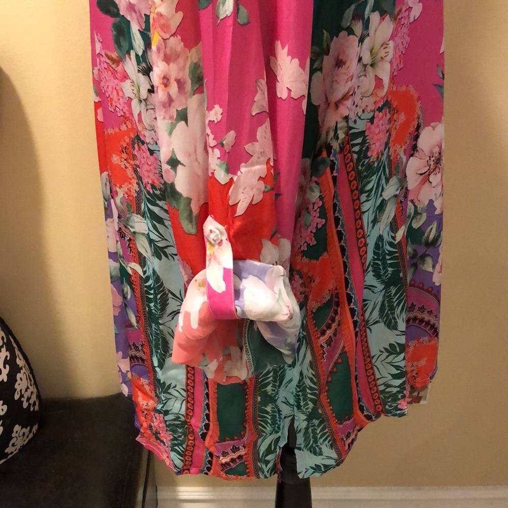 💗 Shana Bohemian partial button long sleeve / roll up lightweight happy top - Picture 5 of 12
